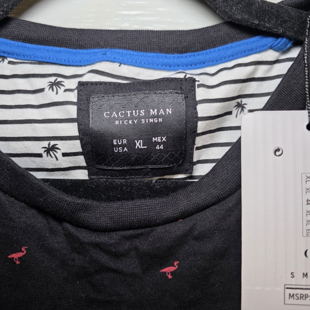 Cactus Man Black Tee with Red Pattern - Picture 4 of 7